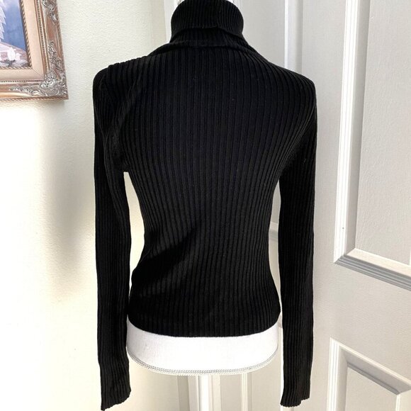 ASOS Black Ribbed Turtleneck Size 8 Stretchy Fitted Basic Core - Picture 5 of 6